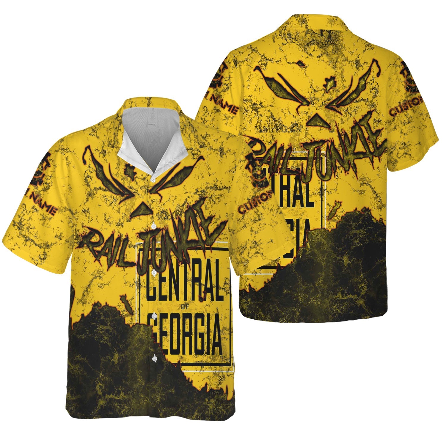 Railspirit Personalized Central of Georgia Railway Hawaiian Shirt Torn Graphic Style Train Shirt For Rail Junkie