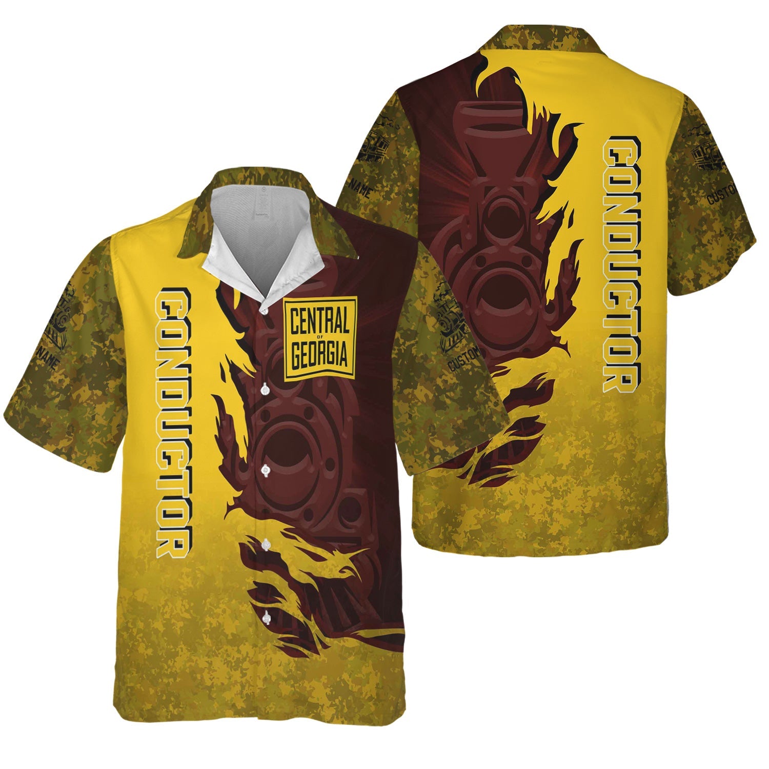 Railspirit Personalized Central of Georgia Railway Hawaiian Shirt Blazing Style with Custom Position Train Shirt
