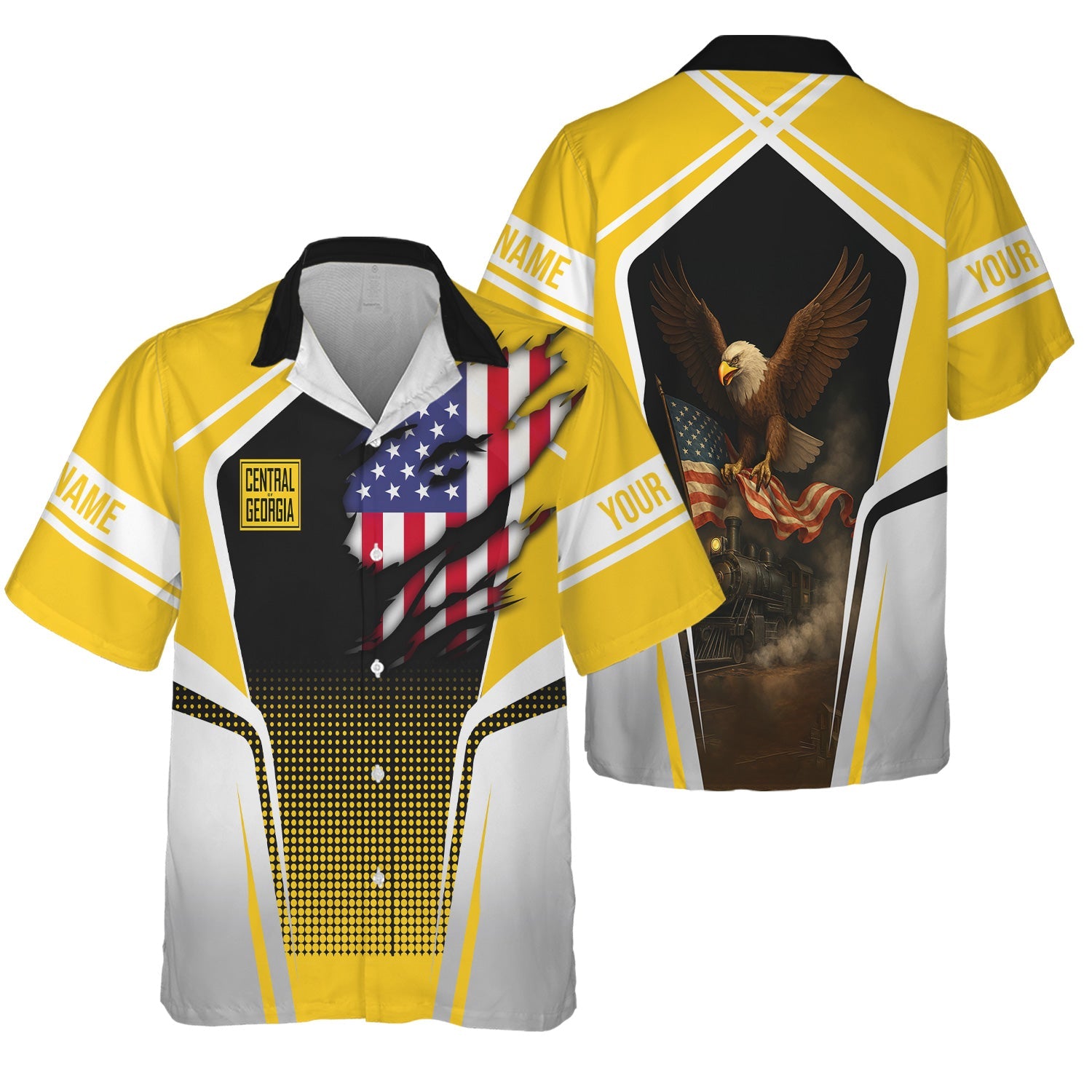 Railspirit Personalized Central of Georgia Railway Hawaiian Shirt American Eagle Vintage Train Shirt