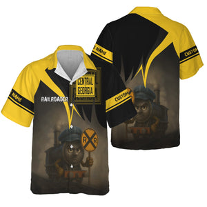 Railspirit Personalized Central of Georgia Railway Hawaiian Shirt Angry Train Hawaiian Shirt Gift Idea For Train Lover