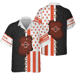 Railspirit Personalized Texas and Pacific Railway Hawaiian Shirt American Flag with Crack Effect Train Shirt