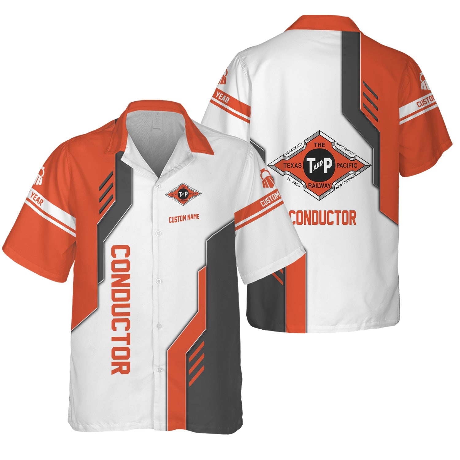 Railspirit Personalized Texas and Pacific Railway Hawaiian Shirt Unique Railway Style with Custom Job Train Shirt