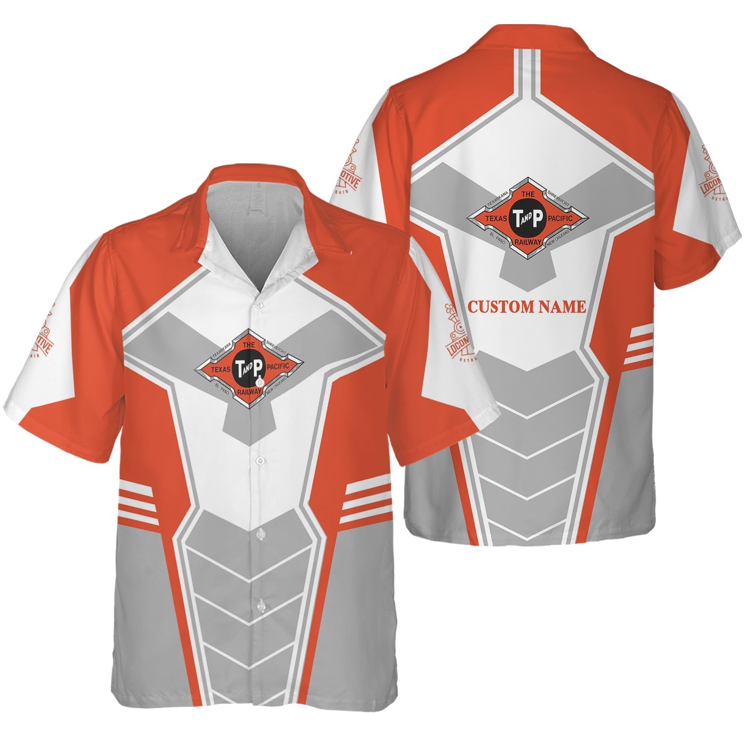 Railspirit Personalized Texas and Pacific Railway Hawaiian Shirt Engine-Inspired Style Train Shirt for Railroad Fanatic