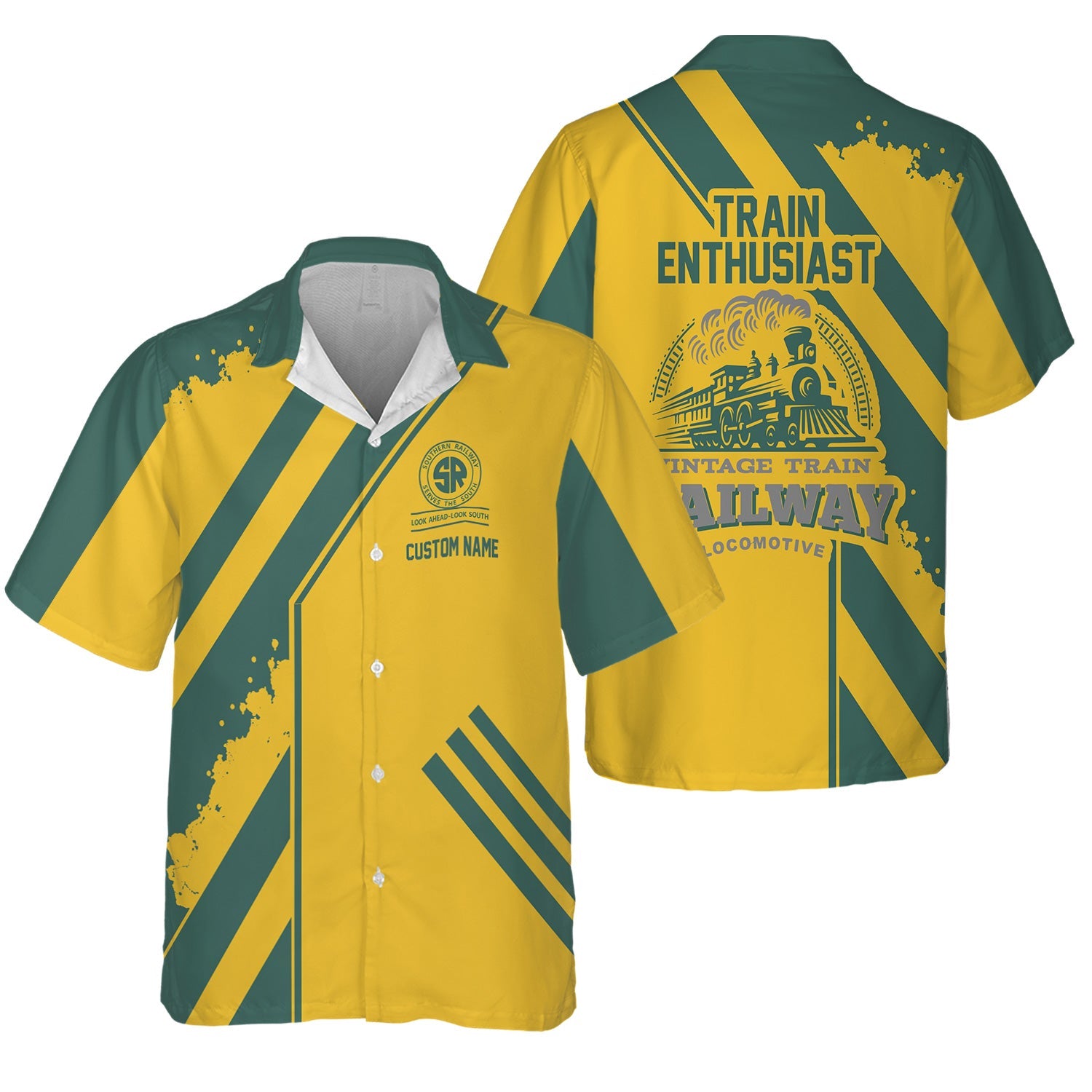 Railspirit Personalized Southern Railway U.S Hawaiian Shirt Locomotive Design SOU Train Shirt for Train Enthusiast