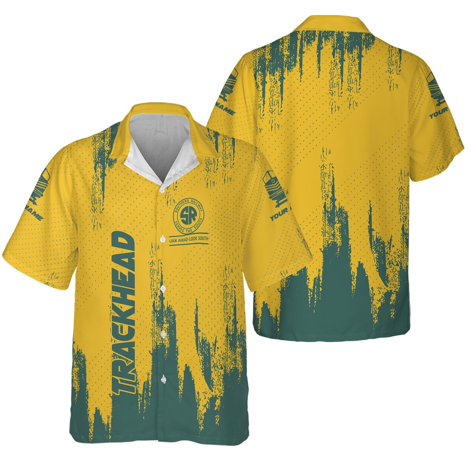 Railspirit Personalized Southern Railway U.S Hawaiian Shirt Paint Impact Design SOU Train Shirt for Trackhead