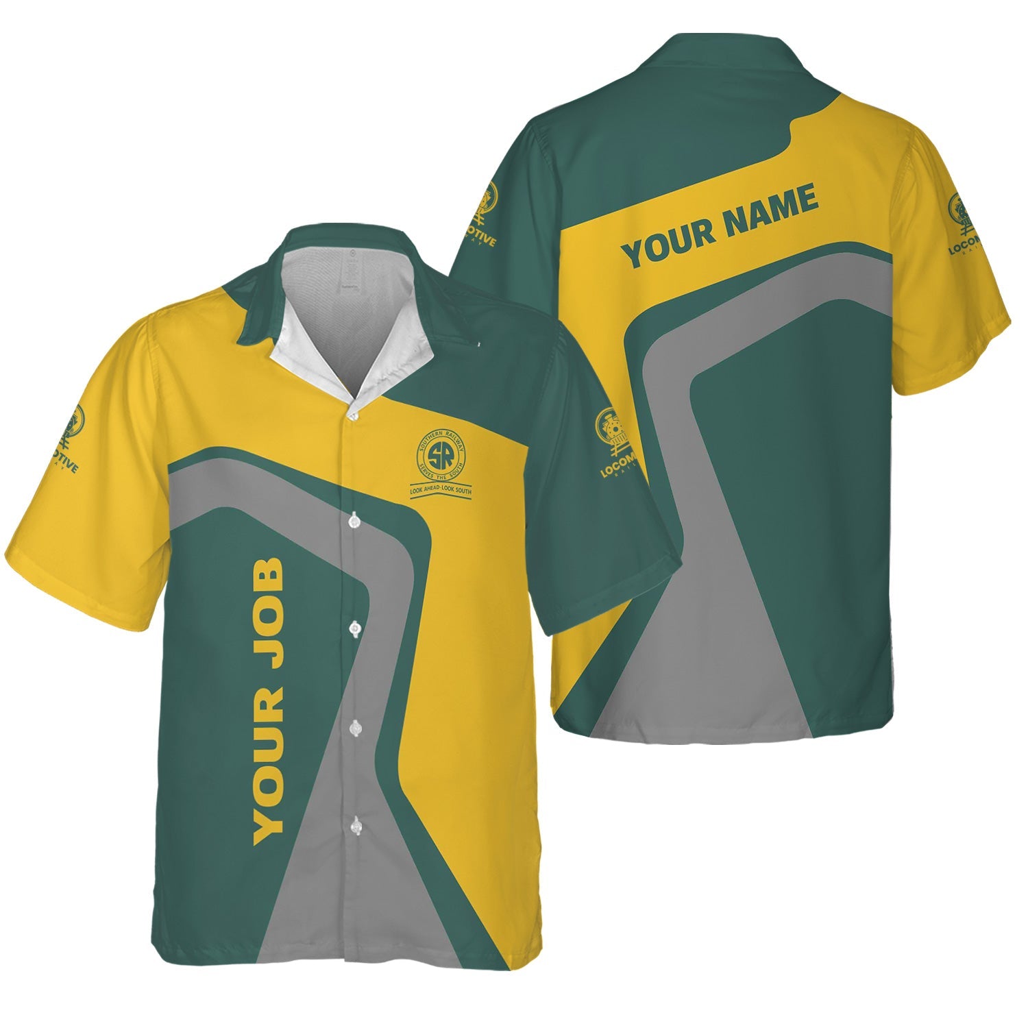 Railspirit Personalized Southern Railway U.S Hawaiian Shirt Unique Design with Custom Job Position SOU Train Shirt