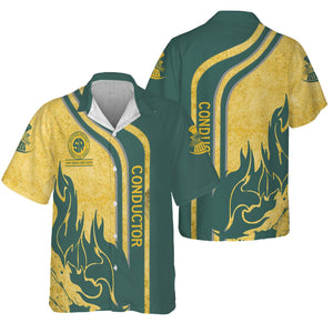 Railspirit Personalized Southern Railway U.S Hawaiian Shirt Flame Design with Custom Job Position SOU Train Shirt