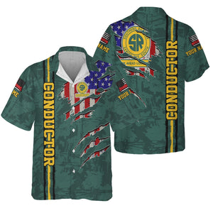 Railspirit Personalized Southern Railway U.S Hawaiian Shirt USA Flag Claw Art with Custom Job SOU Train Shirt