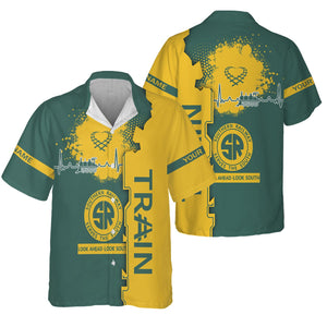 Railspirit Personalized Southern Railway U.S Hawaiian Shirt Engine Heartbeat and Track Love Style SOU Shirt Gift Idea For Train Lovers