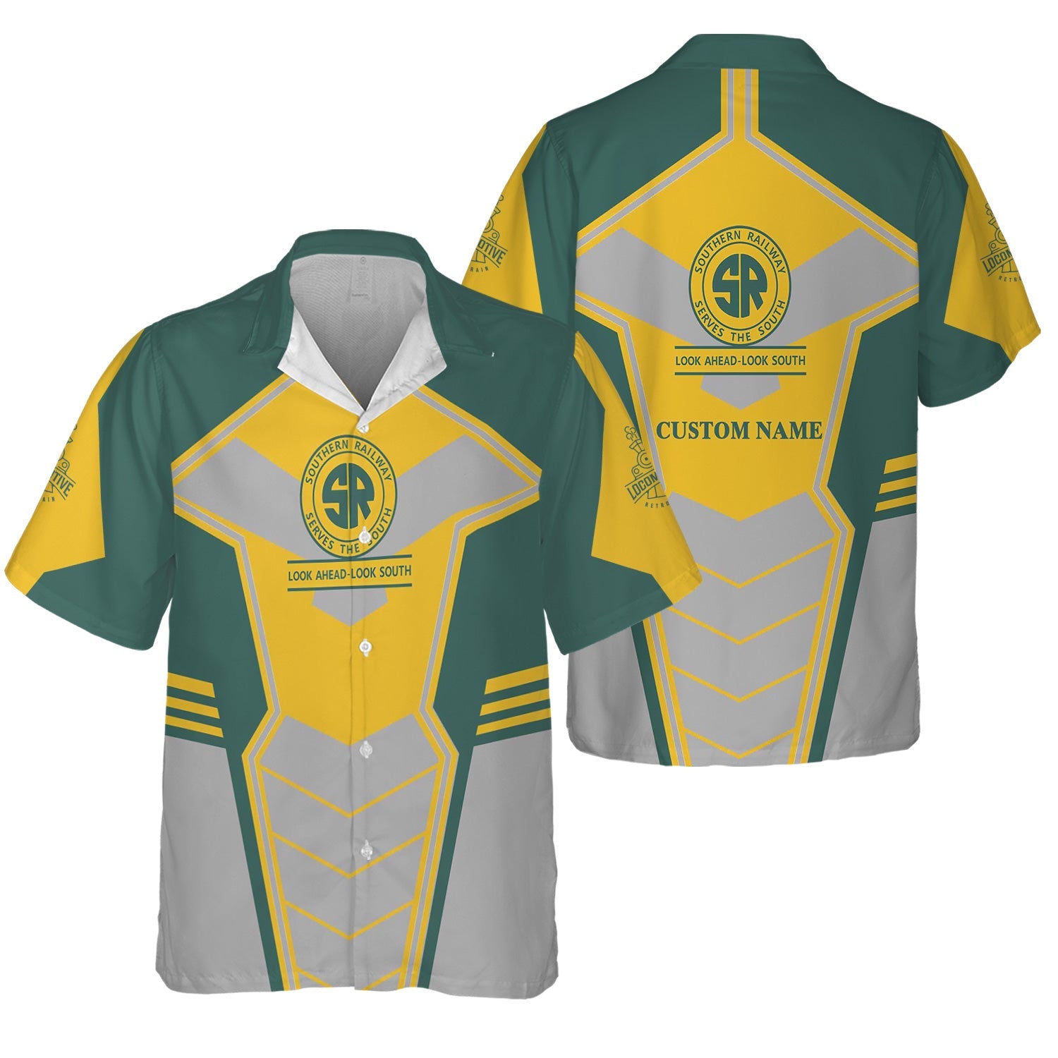 Railspirit Personalized Southern Railway U.S Hawaiian Shirt Engine-Inspired Style SOU Train Shirt for Railroad Fanatic