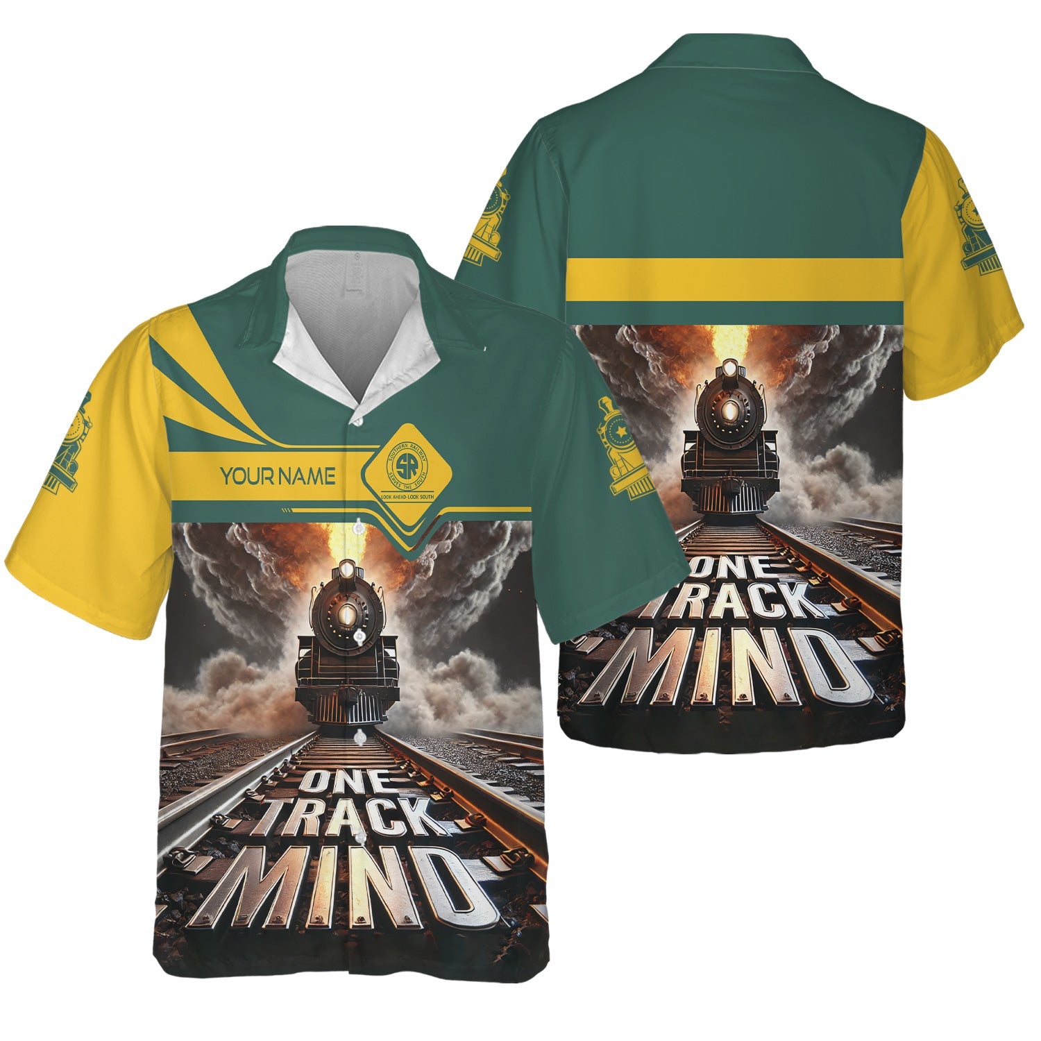 Railspirit Personalized Southern Railway U.S Hawaiian Shirt One Track Mind SOU Train Printed Shirt