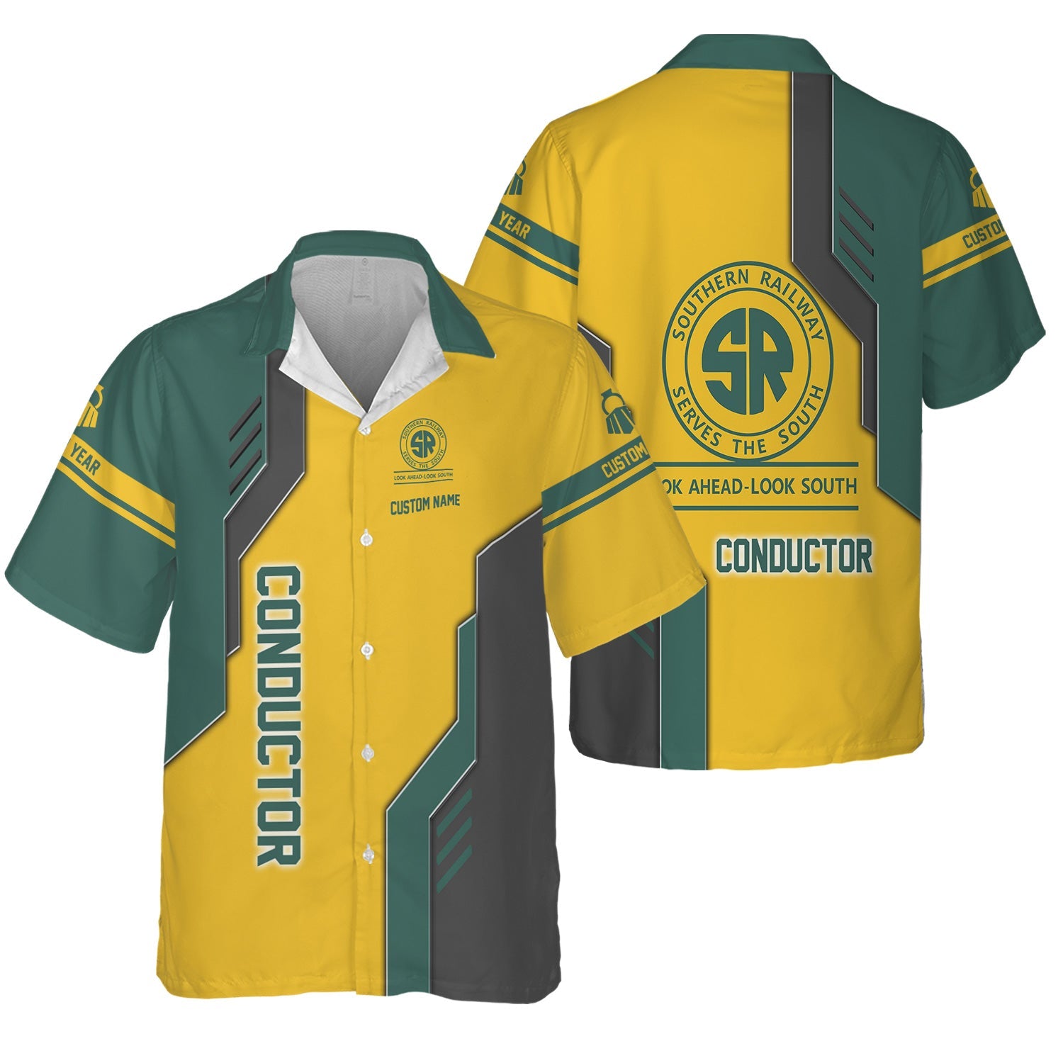 Railspirit Personalized Southern Railway U.S Hawaiian Shirt Unique Railway Style with Custom Job SOU Train Shirt