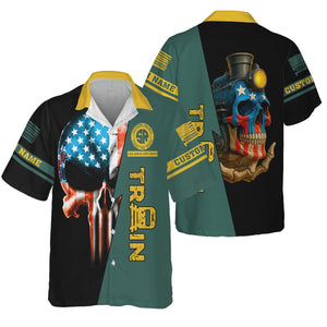 Railspirit Personalized Southern Railway U.S Hawaiian Shirt Train Skull American Flag SOU Shirt All Over Print