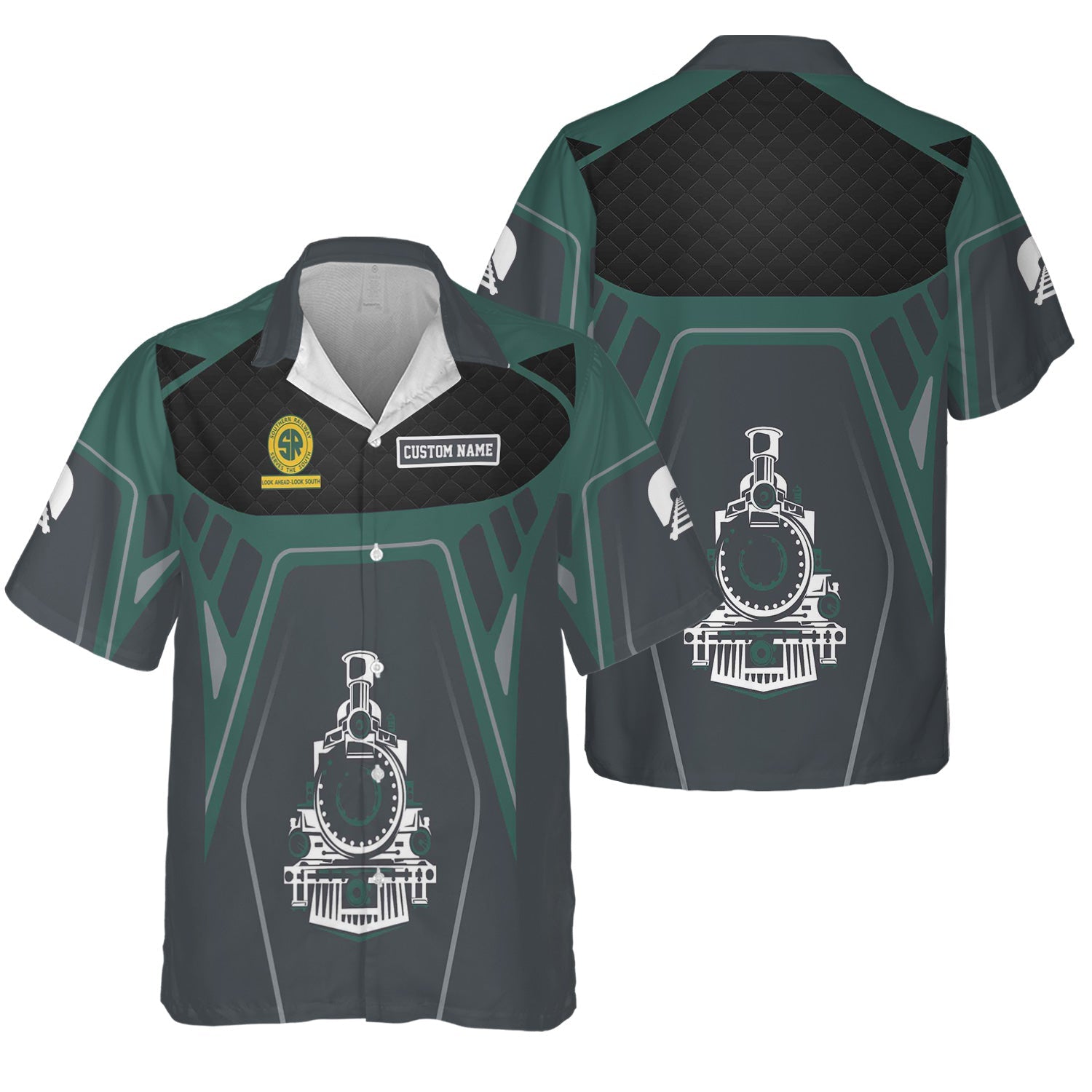 Railspirit Personalized Southern Railway U.S Hawaiian Shirt Steam Locomotive Engine Graphic SOU Train Shirt All Over Print