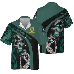 Railspirit Personalized Southern Railway U.S Hawaiian Shirt Flame Skull Design SOU Train Shirt for Locomotive Fans