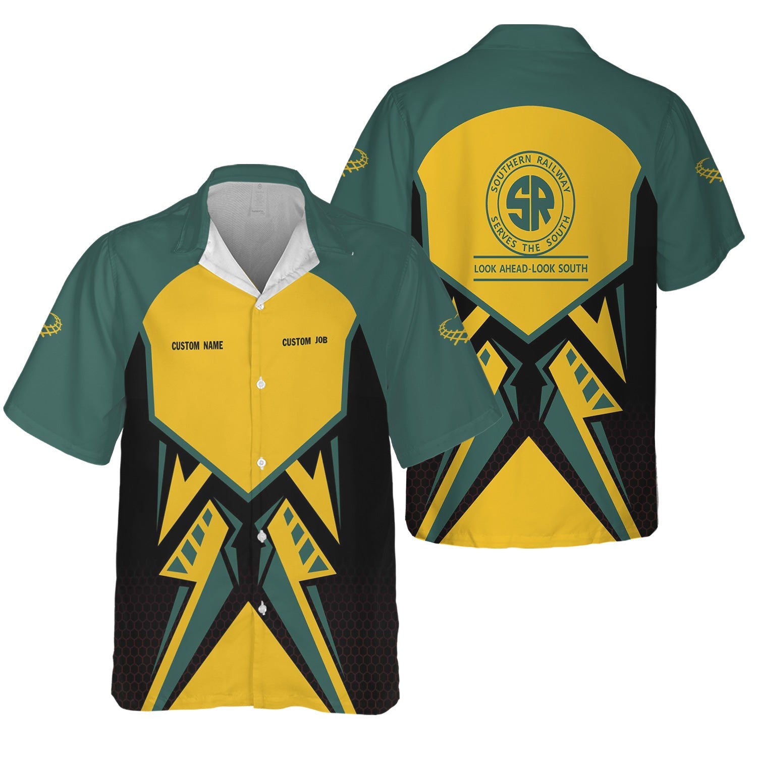 Railspirit Personalized Southern Railway U.S Hawaiian Shirt Vibriant Style with Custom Position SOU Train Shirt