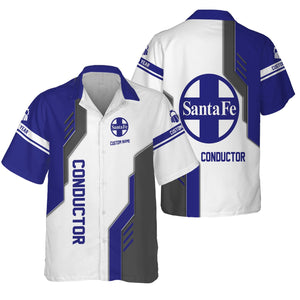 Railspirit Personalized Santa Fe ATSF Railway Hawaiian Shirt Unique Railway Style with Custom Job Atchison, Topeka and Santa Fe Train Shirt