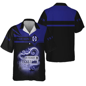 Railspirit Personalized Santa Fe Railway Hawaiian Shirt Train Ticket American Locomotive Printed Train