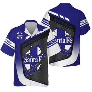 Railspirit Personalized Santa Fe ATSF Railway Hawaiian Shirt Ripped Texture Style Atchison, Topeka and Santa Fe Train Shirt For Railroad Fanatic
