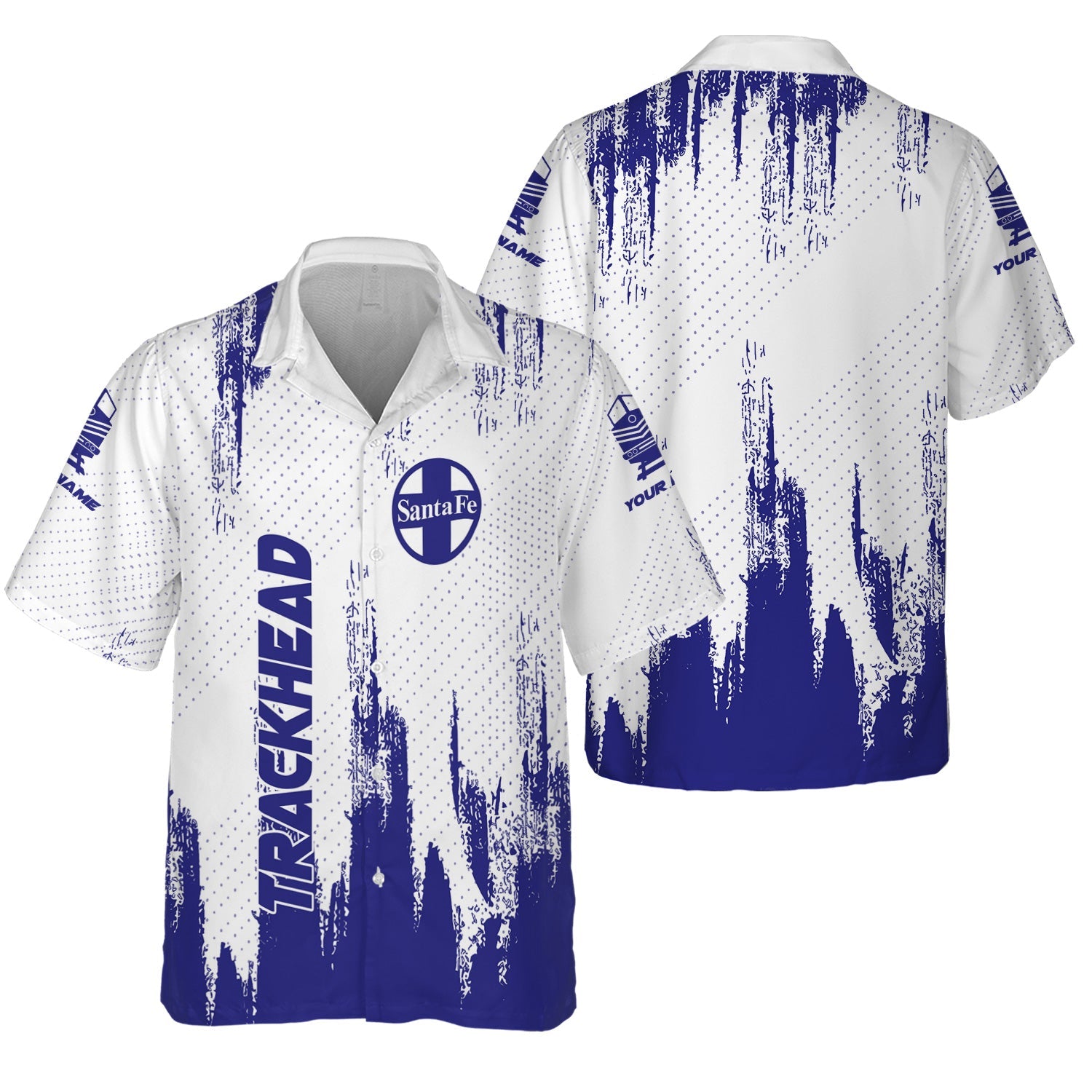 Railspirit Personalized Santa Fe ATSF Railway Hawaiian Shirt Paint Impact Design Atchison, Topeka and Santa Fe Train Shirt for Trackhead