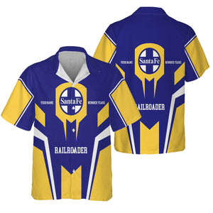 Railspirit Personalized Santa Fe Railway Hawaiian Shirt Custom Year Railroader Atchison, Topeka and Santa Fe Railway Shirt