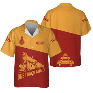 Railspirit Personalized Chicago South Shore and South Bend Railroad Hawaiian Shirt One Track Mind  Unisex Train Shirt Gift Idea For Train Lover