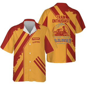 Railspirit Personalized Chicago South Shore and South Bend Railroad Hawaiian Shirt Locomotive Design Train Shirt for Train Enthusiast