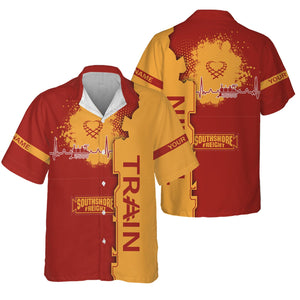 Railspirit Personalized Chicago South Shore and South Bend Railroad Hawaiian Shirt Engine Heartbeat and Track Love Style Shirt