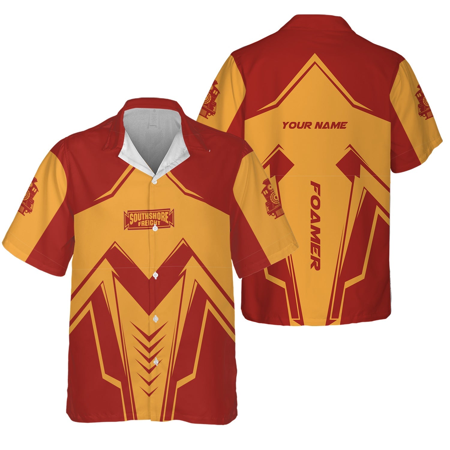 Railspirit Personalized Chicago South Shore and South Bend Railroad Hawaiian Shirt Railway Trainspotter Style Shirt Gift Idea For Foamers