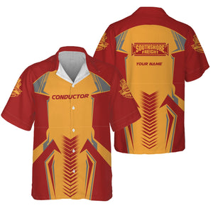 Railspirit Personalized Chicago South Shore and South Bend Railroad Hawaiian Shirt Standout Style with Custom Position Train Shirt
