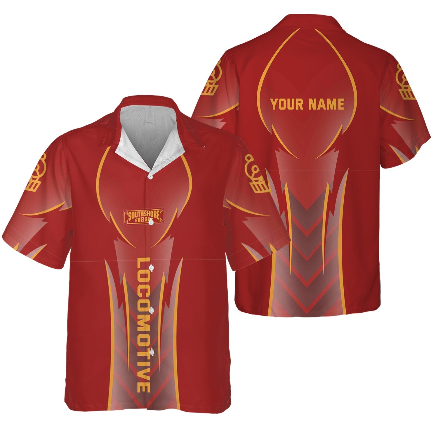 Railspirit Personalized Chicago South Shore and South Bend Railroad Hawaiian Shirt Striking Line Style Train Shirt For Locomotive Lovers