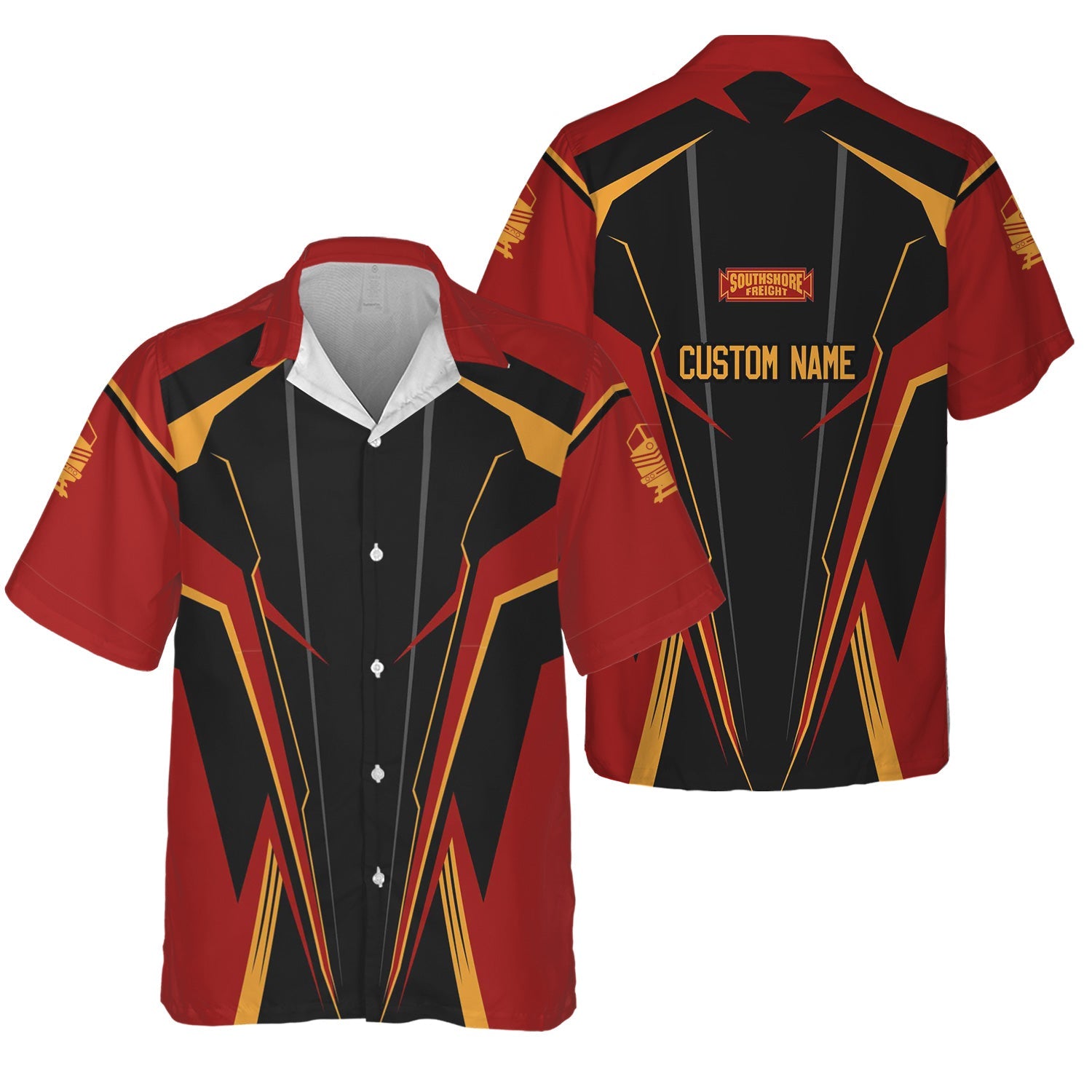 Railspirit Personalized Chicago South Shore and South Bend Railroad Hawaiian Shirt Lightning-Edge Design Train Shirt For Railroad Lovers