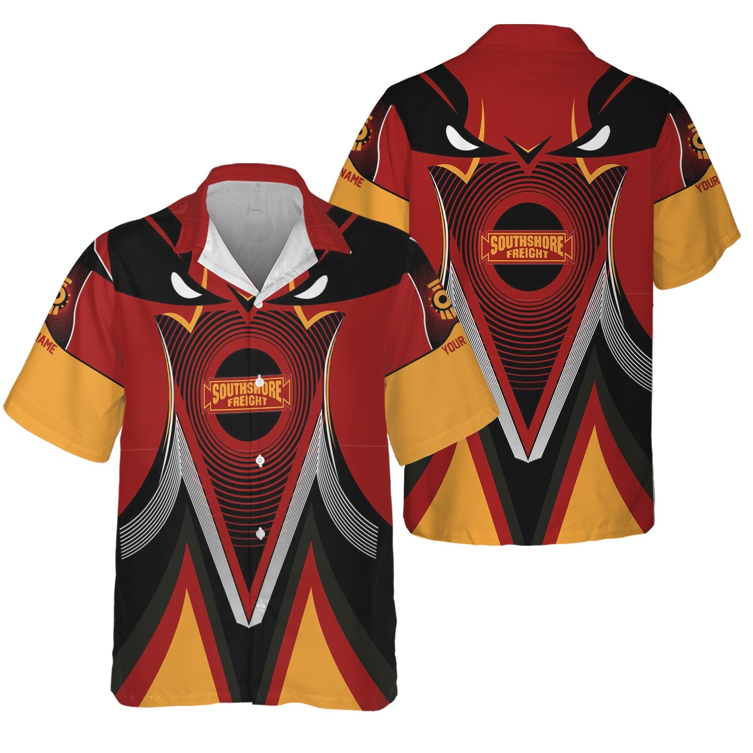 Railspirit Personalized Chicago South Shore and South Bend Railroad Hawaiian Shirt Vibrant Graphic Pattern Shirt For Train Enthusiasts