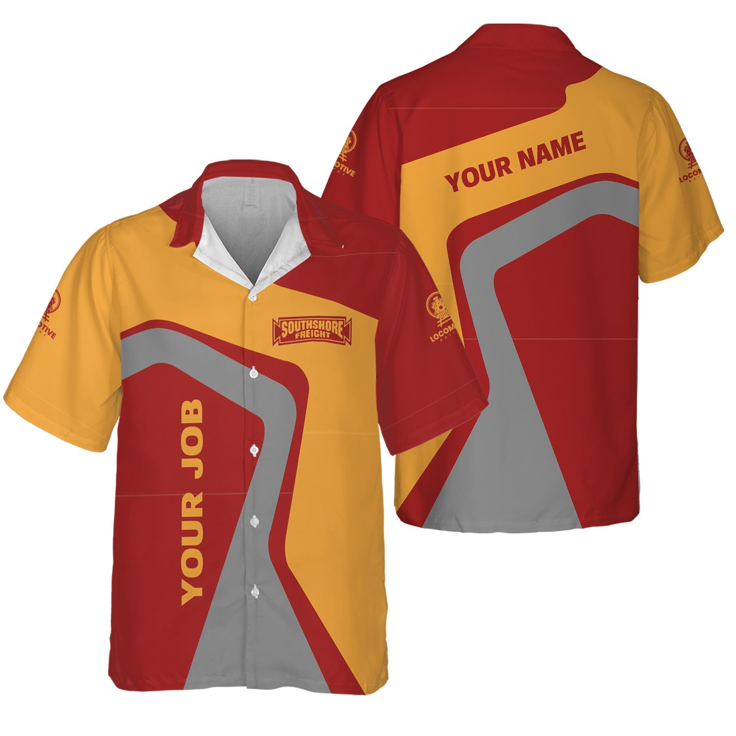 Railspirit Personalized Chicago South Shore and South Bend Railroad Hawaiian Shirt Unique Design with Custom Job Position Train Shirt