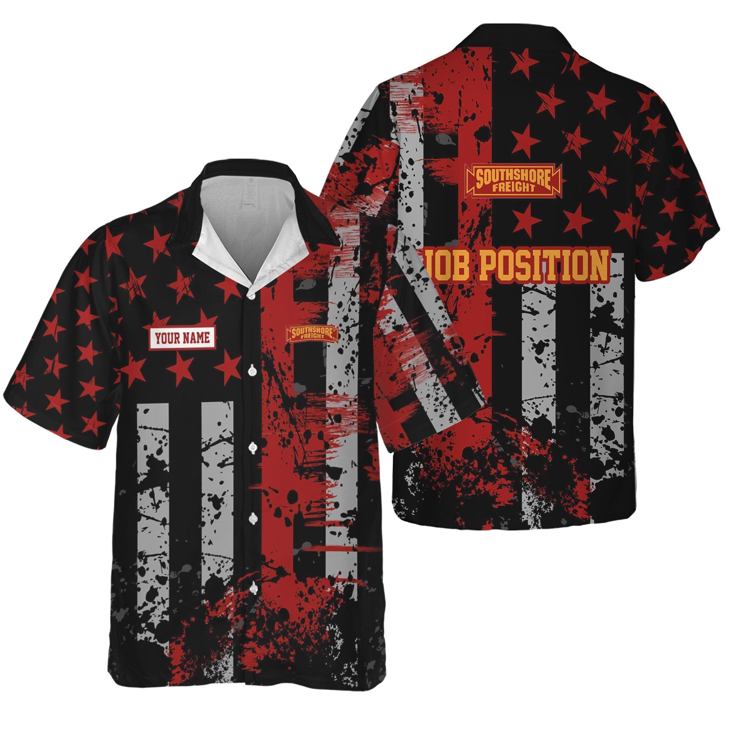 Railspirit Personalized Chicago South Shore and South Bend Railroad Hawaiian Shirt Artistic Paint American Flag Style Train Shirt