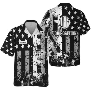 Railspirit Personalized Union Electric Railway Hawaiian Shirt Artistic Paint American Flag Style Train Shirt