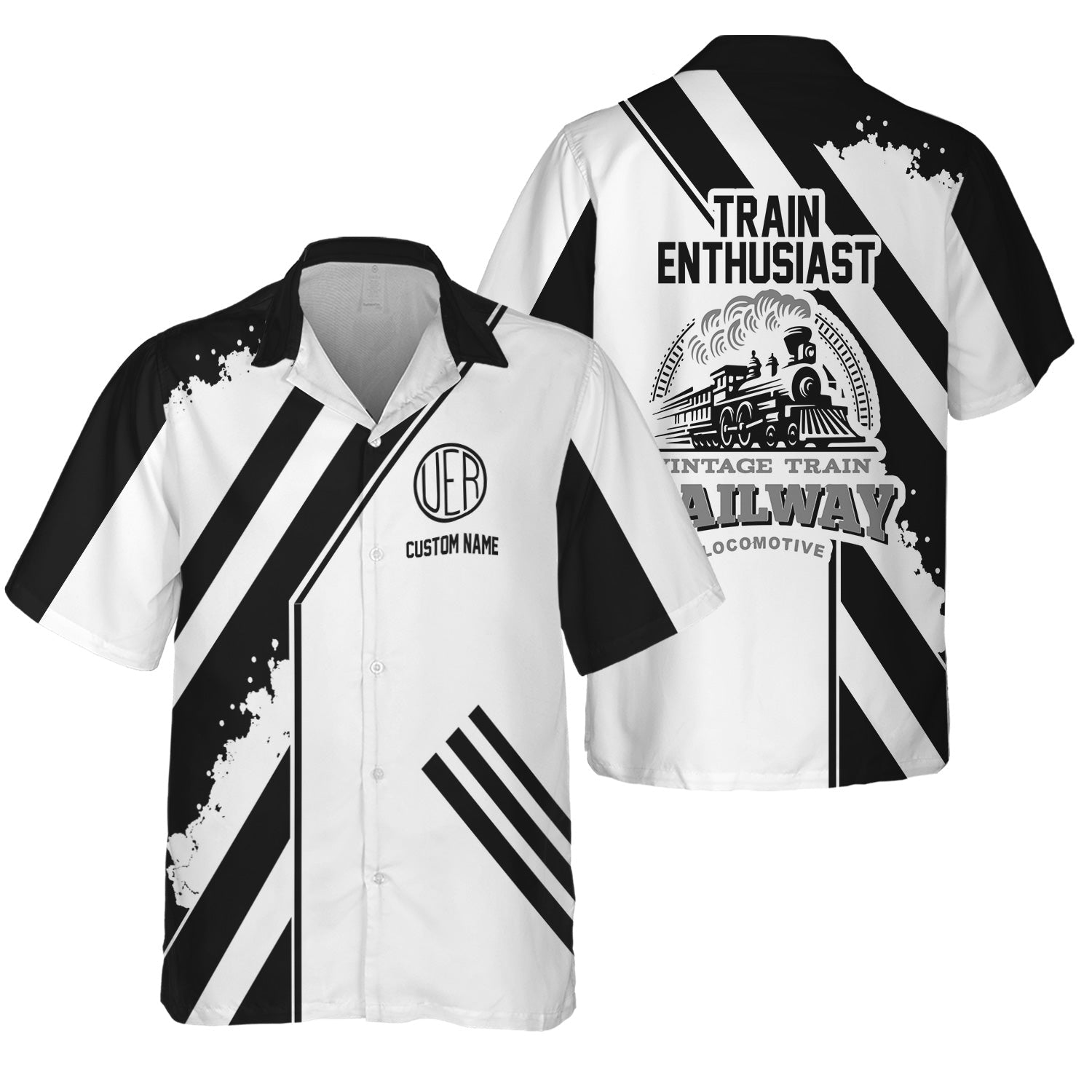 Railspirit Personalized Union Electric Railway Hawaiian Shirt Locomotive Design Train Shirt for Train Enthusiast