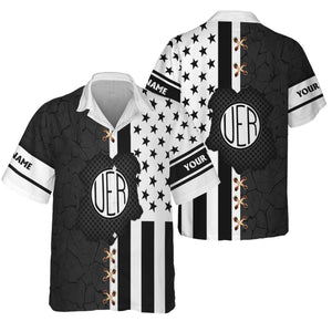 Railspirit Personalized Union Electric Railway Hawaiian Shirt American Flag with Crack Effect Train Shirt