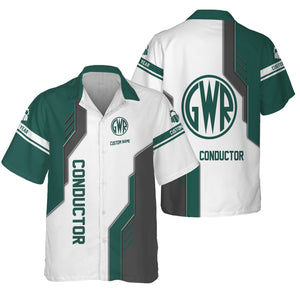 Railspirit Personalized Great Western Railway Hawaiian Shirt Unique Railway Style with Custom Job Train Shirt