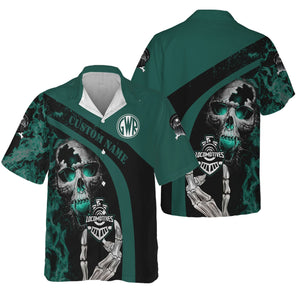 Railspirit Personalized Great Western Railway Hawaiian Shirt Flame Skull Design Train Shirt for Locomotive Fans