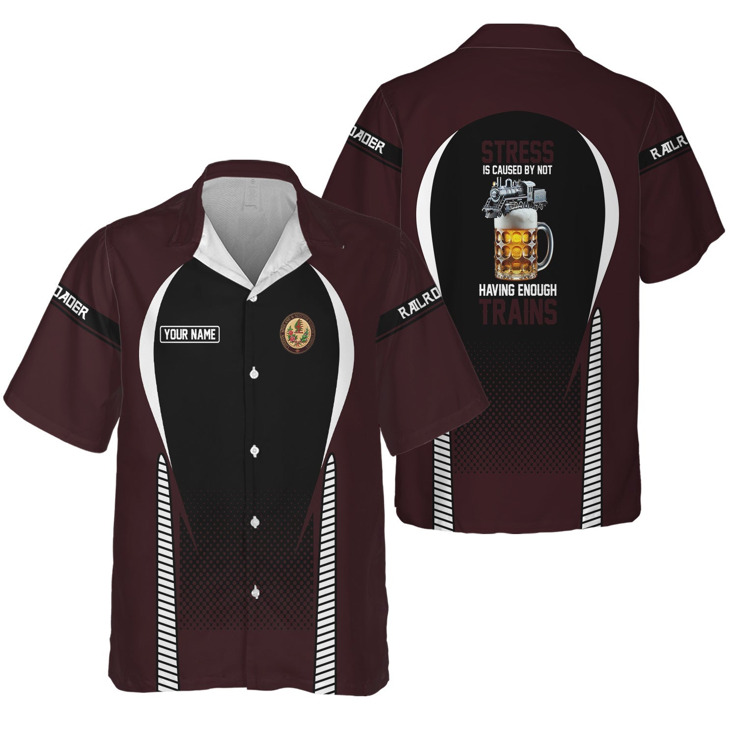 Railspirit  Personalized  London, Midland and Scottish Railway Hawaiian Shirt  Stress Is Caused By Not Having Enough Trains  Shirt All Over Print