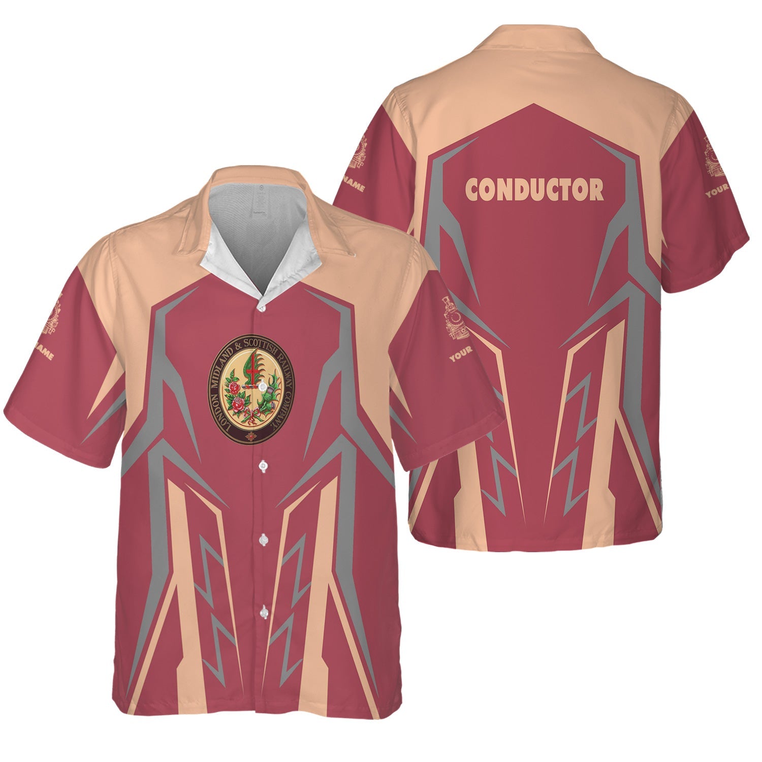 Railspirit Personalized London, Midland and Scottish Railway Hawaiian Shirt Futuristic Design with Custom Job Train Shirt