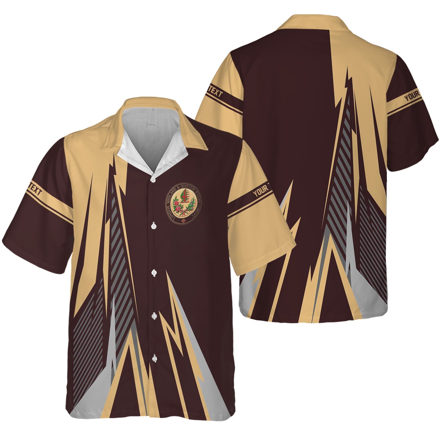 Railspirit Personalized London, Midland and Scottish Railway Hawaiian Shirt Lightning-Inspired Railway Style Shirt For Train Lovers