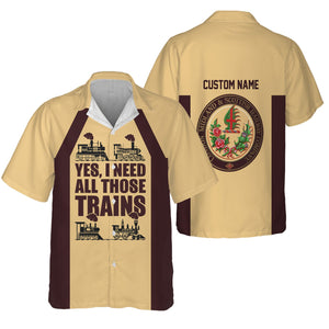 Railspirit Custom Name London, Midland and Scottish Railway Hawaiian Shirt Yes I Need All Those Train Printed Shirt