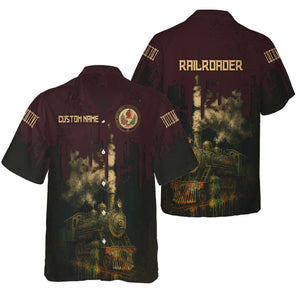 Railspirit Personalized London, Midland and Scottish Railway Hawaiian Shirt Vintage Train Art Style Shirt For Locomotive Fans