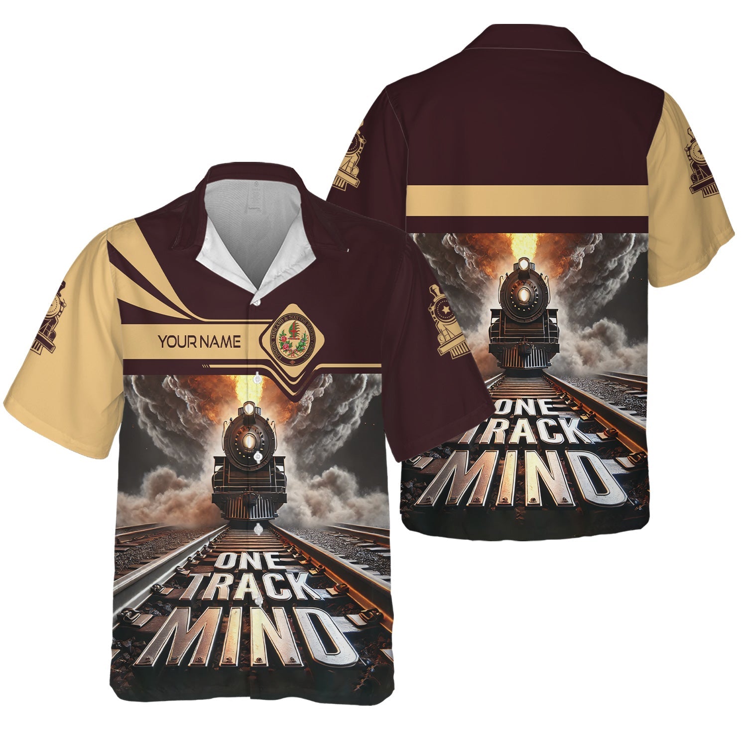Railspirit Personalized London, Midland and Scottish Railway Hawaiian Shirt One Track Mind Train Printed Shirt