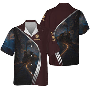 Railspirit Personalized London, Midland and Scottish Railway Hawaiian Shirt Steampunk Locomotive with Custom Year Train Shirt