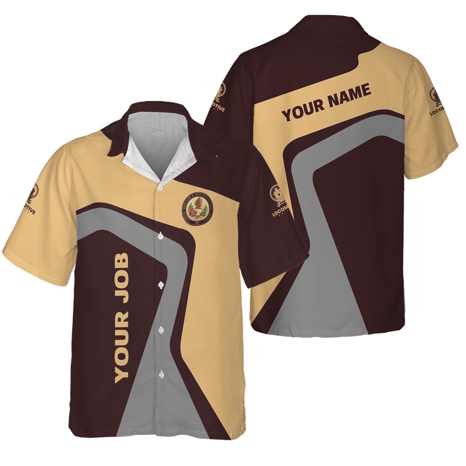 Railspirit Personalized London, Midland and Scottish Railway Hawaiian Shirt Unique Design with Custom Job Position Train Shirt