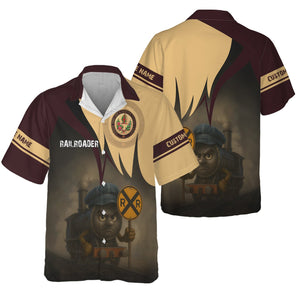 Railspirit Personalized London, Midland and Scottish Railway Hawaiian Shirt Angry Train Hawaiian Shirt Gift Idea For Train Lover