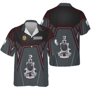 Railspirit Personalized London, Midland and Scottish Railway Hawaiian Shirt Steam Locomotive Engine Graphic Train Shirt All Over Print